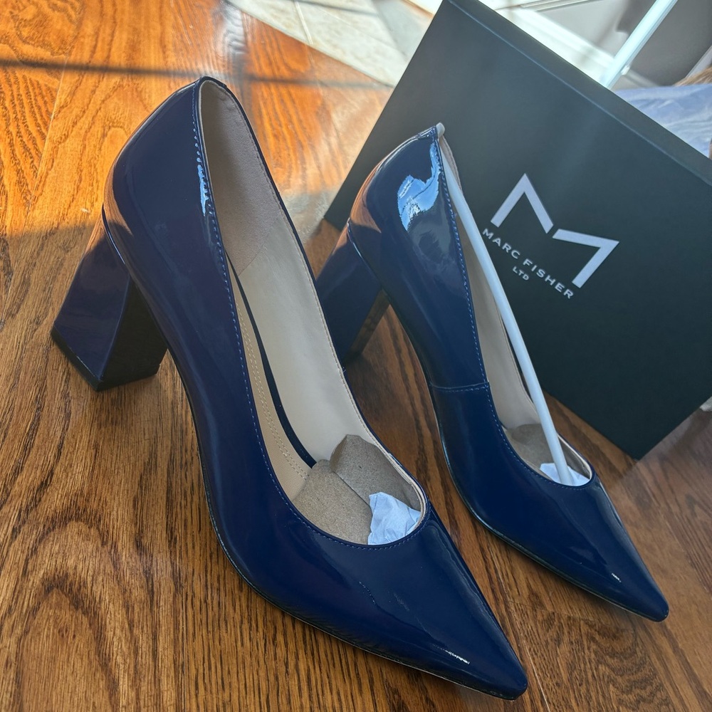 Marc Fisher Navy Patent Leather Pumps